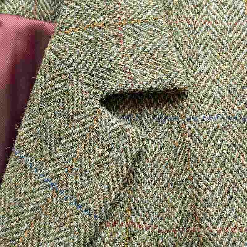 Eliz Scott Harris Tweed Long Coat Green