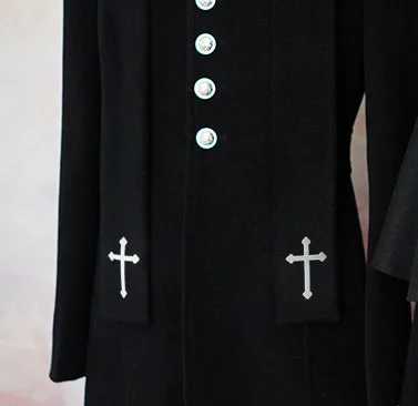 coat＋small cross embroideries scarf (woolen fabric) / S