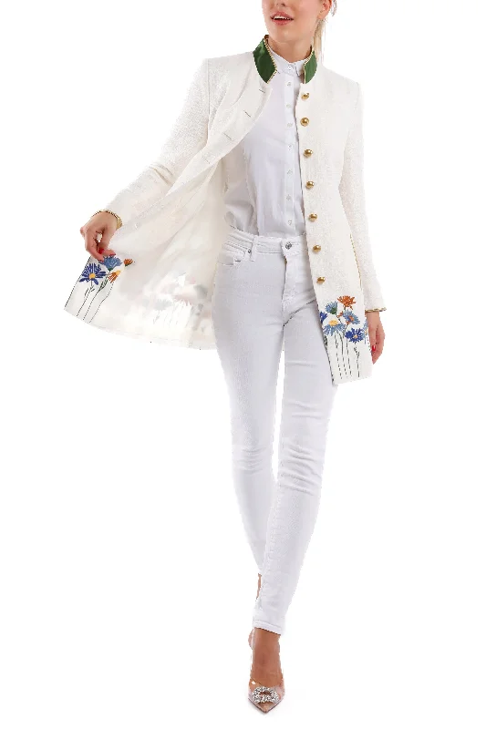 Long-Blazer from flower embroidered linen