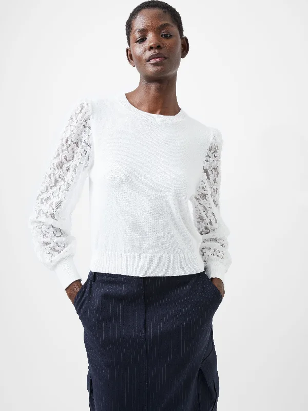 Luvy Embroidered Mesh Sleeve Jumper