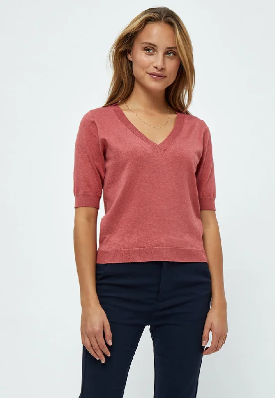 MSMilla Knit T-Shirt - Dusty Cedar Red Melange