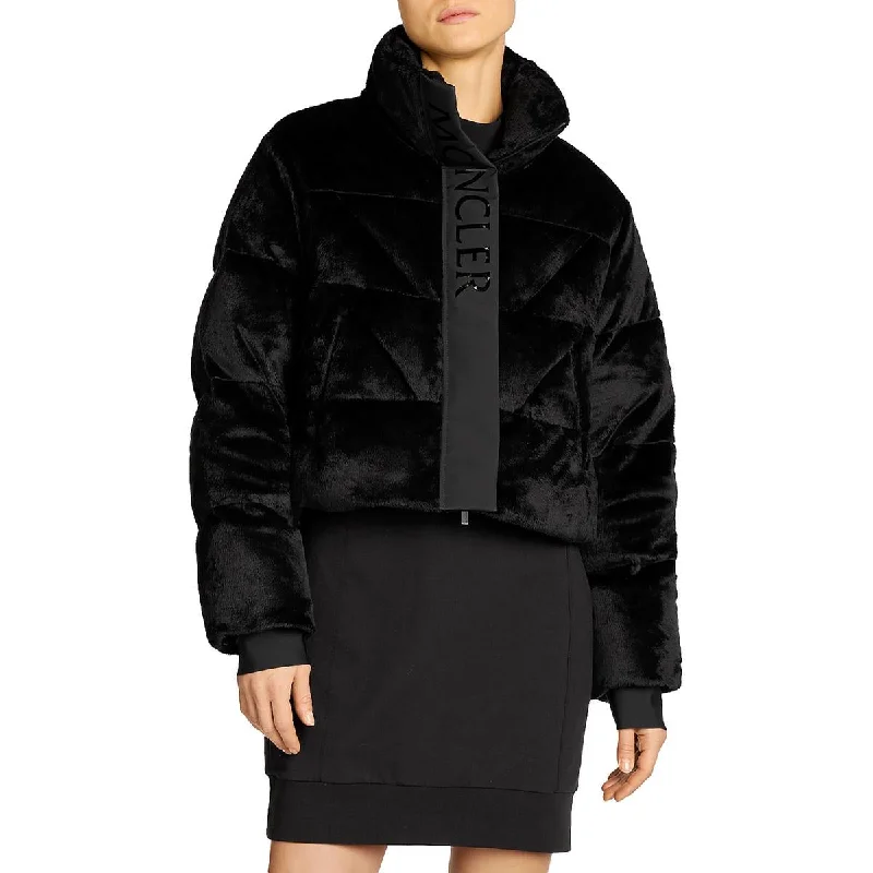 Moncler Womens Bourdon Faux Fur Short Puffer Jacket