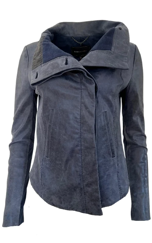 Moto Blue Leather Jacket