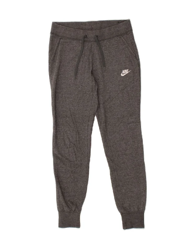 NIKE Womens Tracksuit Trousers Joggers UK 10 Small Grey Flecked Cotton