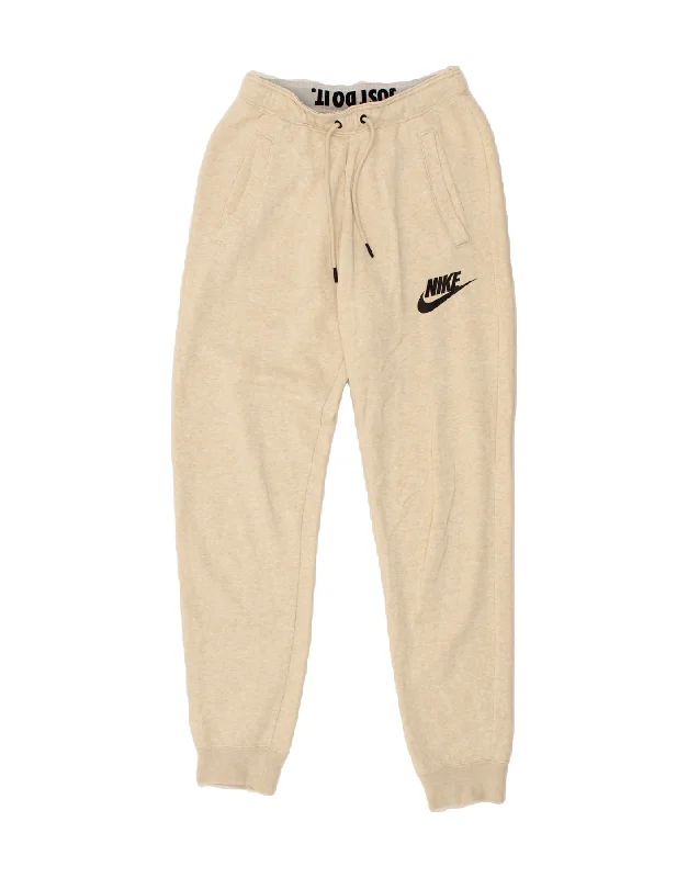 NIKE Womens Tracksuit Trousers Joggers UK 6 XS Beige Flecked Cotton