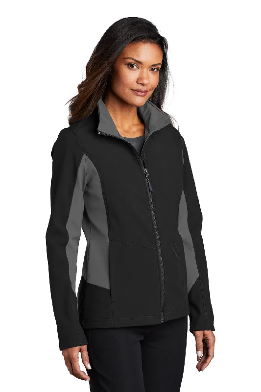 Port Authority Womens Core Wind & Water Resistant Full Zip Jacket - Black/Battleship Grey