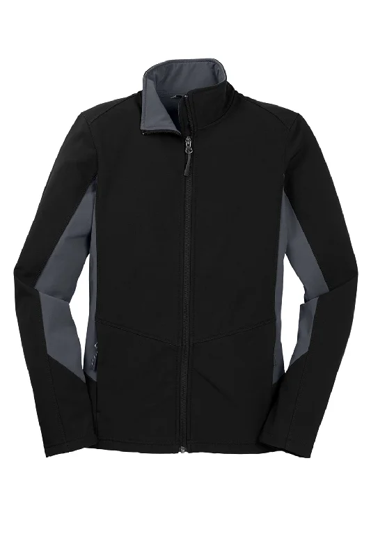 Port Authority Womens Core Wind & Water Resistant Full Zip Jacket - Black/Battleship Grey