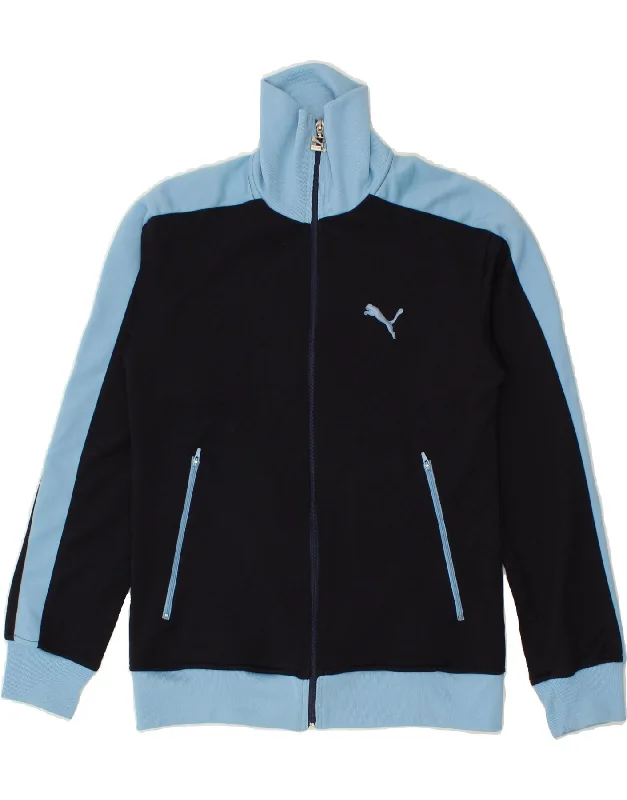 PUMA Womens Tracksuit Top Jacket UK 10 Small Navy Blue Colourblock