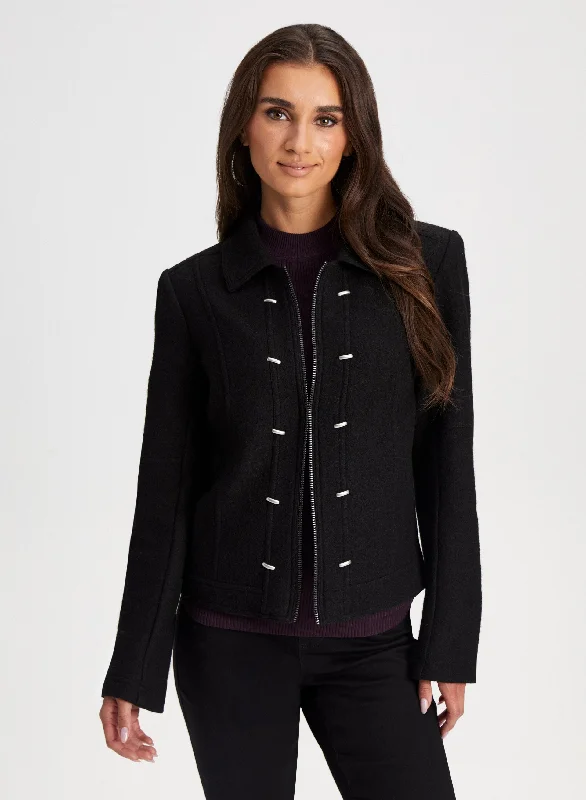 Stud Detail Wool Blend Jacket