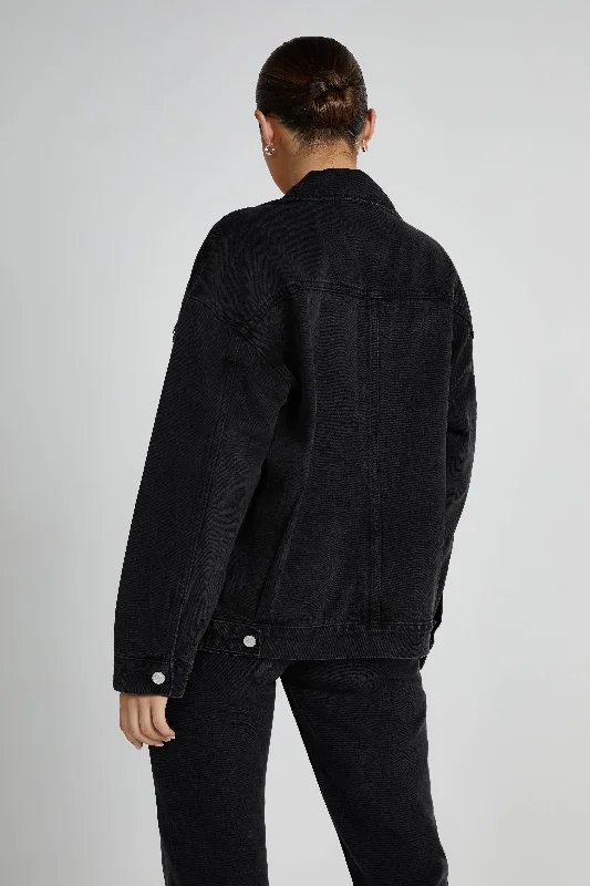 Sion Oversized Denim Jacket - Washed Black