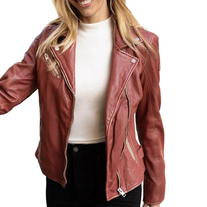 Sofia Leather Jacket In Astro Dust