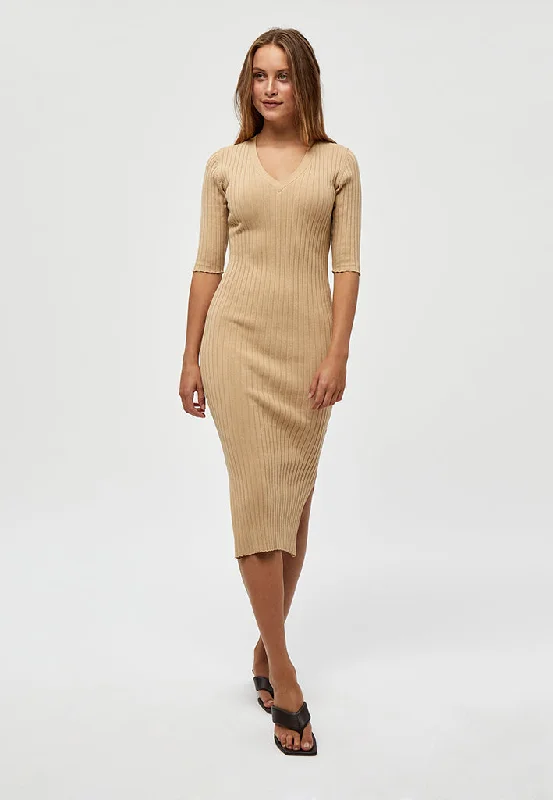 Tana Rib Dress 17 - Warm Sand Melange