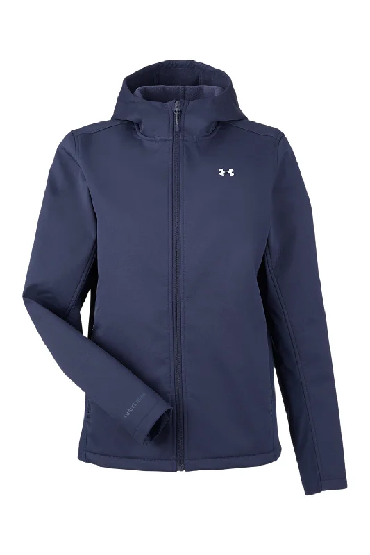 Under Armour Womens CGI Shield 2.0 Windproof & Waterproof Full Zip Hooded Jacket - Midnight Navy Blue