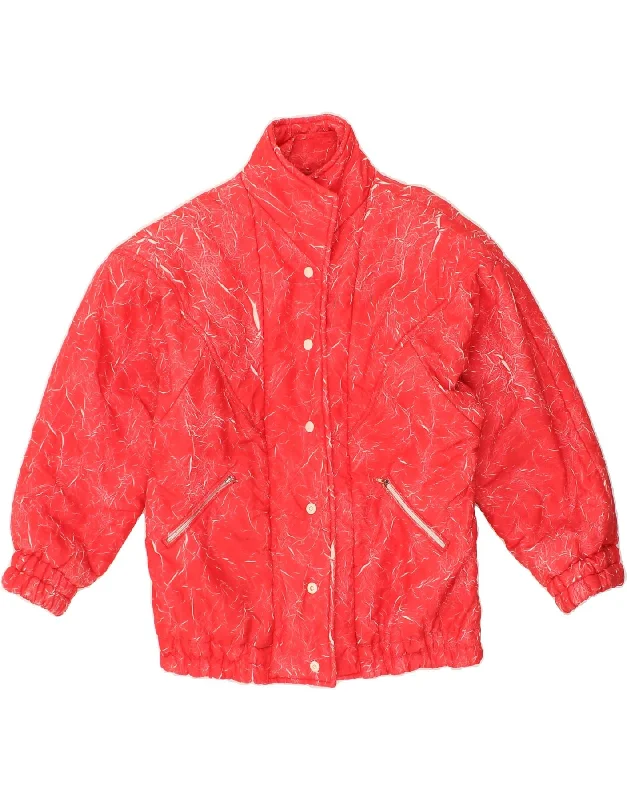 VINTAGE Womens Abstract Pattern Windbreaker Jacket UK 16 Large Red