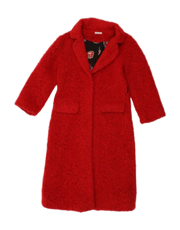 VINTAGE Womens Overcoat UK 10 Small Red