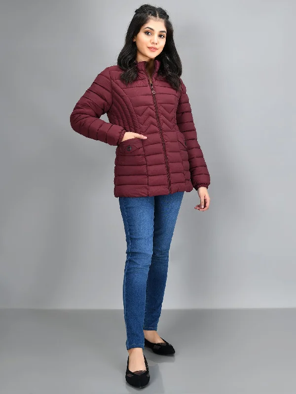 Hooded Puffer Jacket - Maroon