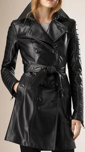 Women Sierra Black Leather Coat