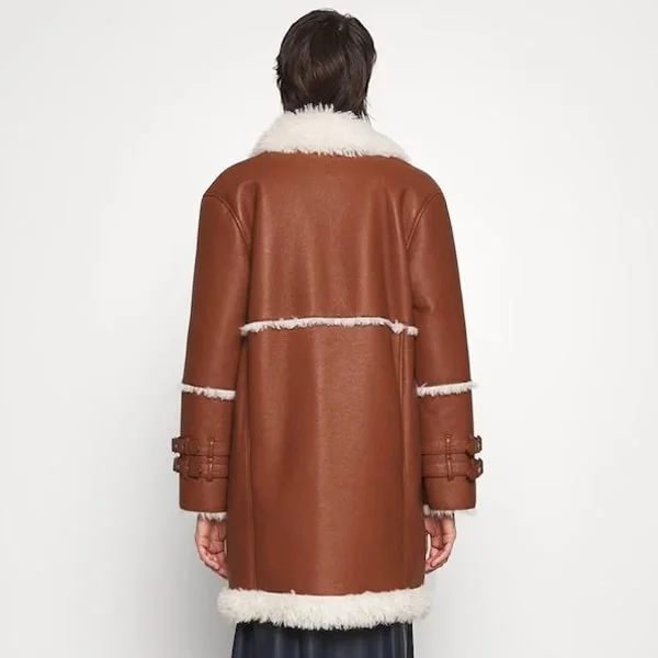 Women's Brown Aviator Shearling Sheepskin Coat