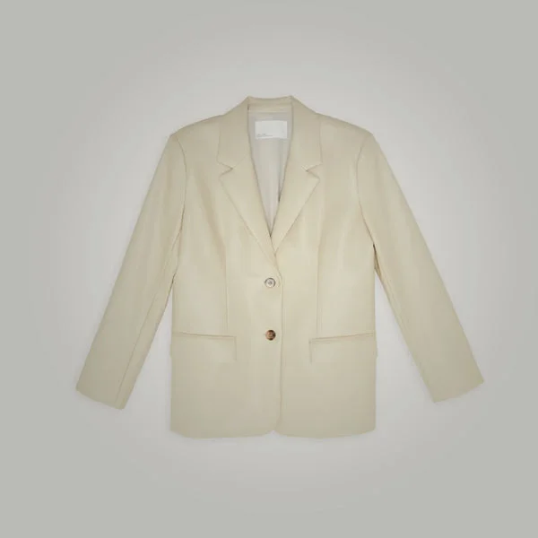 Womens Cream Goatskin Leather Blazer Coat