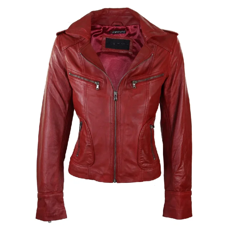 Women's Leather Short Slim Fit Biker Jacket