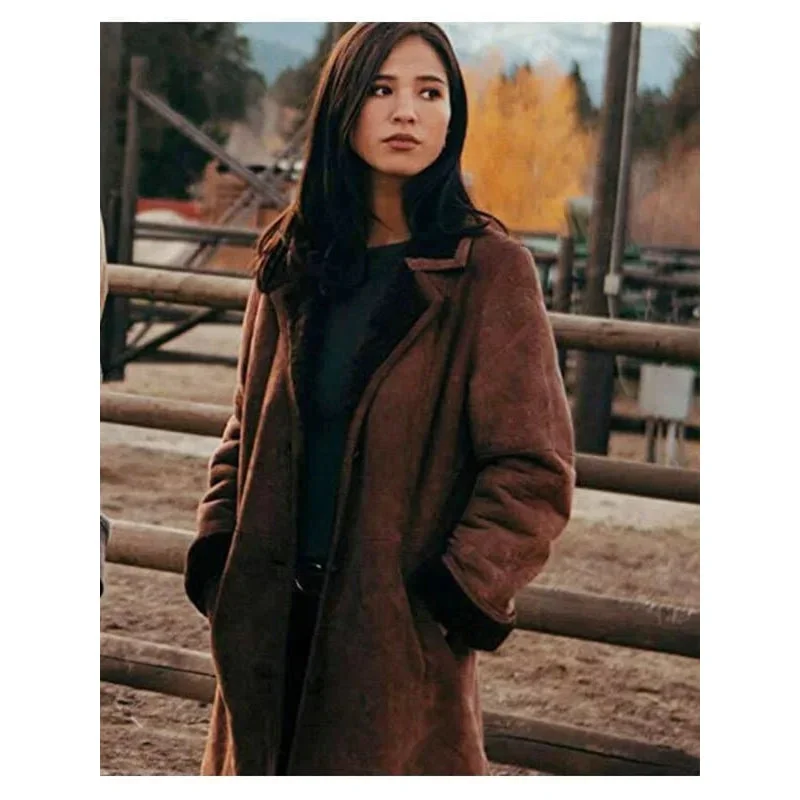 Monica Dutton Yellowstone Brown Shearling Coat