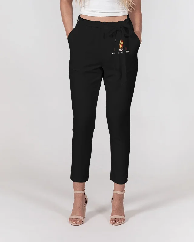 AKH Black Women's Belted Tapered Pants