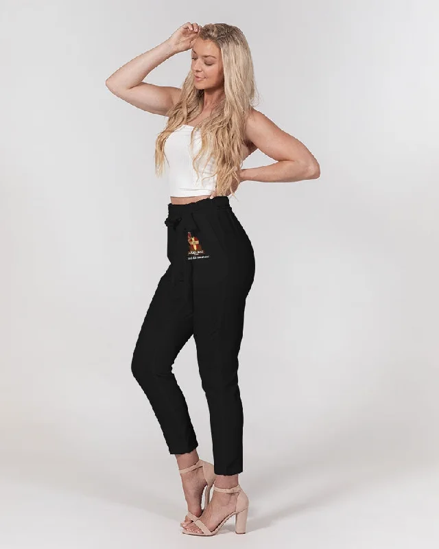 AKH Black Women's Belted Tapered Pants