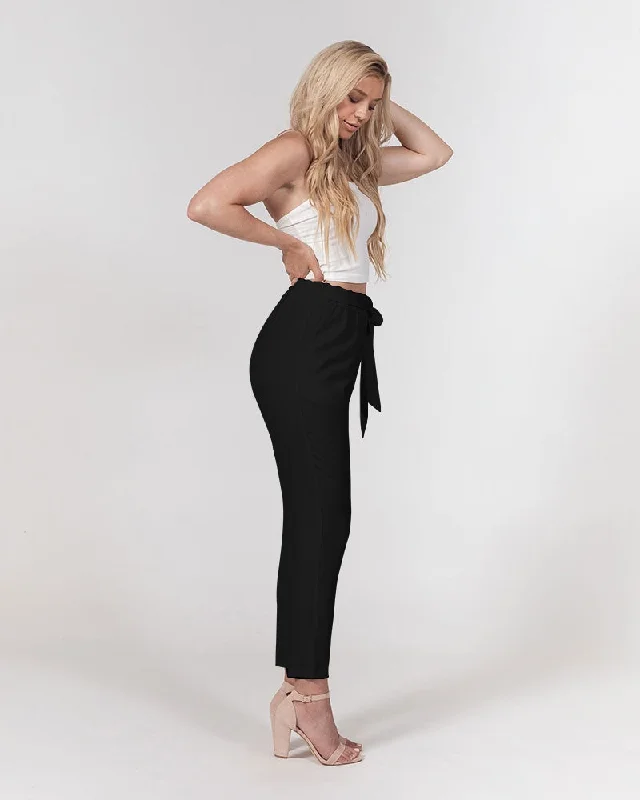 AKH Black Women's Belted Tapered Pants