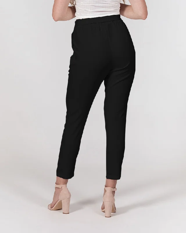 AKH Black Women's Belted Tapered Pants