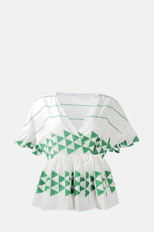 Arrow Wrap Top White/Green