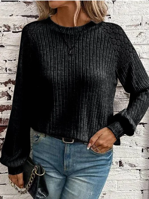 Lace Patchwork Pullover Long Sleeved Sweater