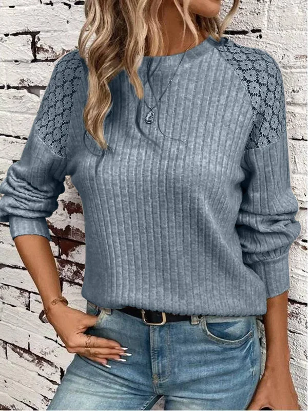 Lace Patchwork Pullover Long Sleeved Sweater