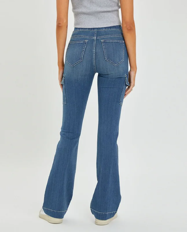 Cello Mid Rise Flare Jegging with Cargo Pockets