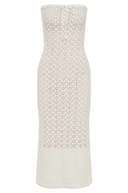 Delia Strapless Knit Midi Dress - Ivory