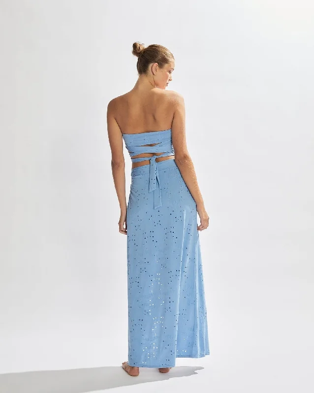 Franco Twist Front Skirt Light Blue