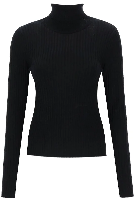 Ganni turtleneck sweater with back cut out K2003 BLACK