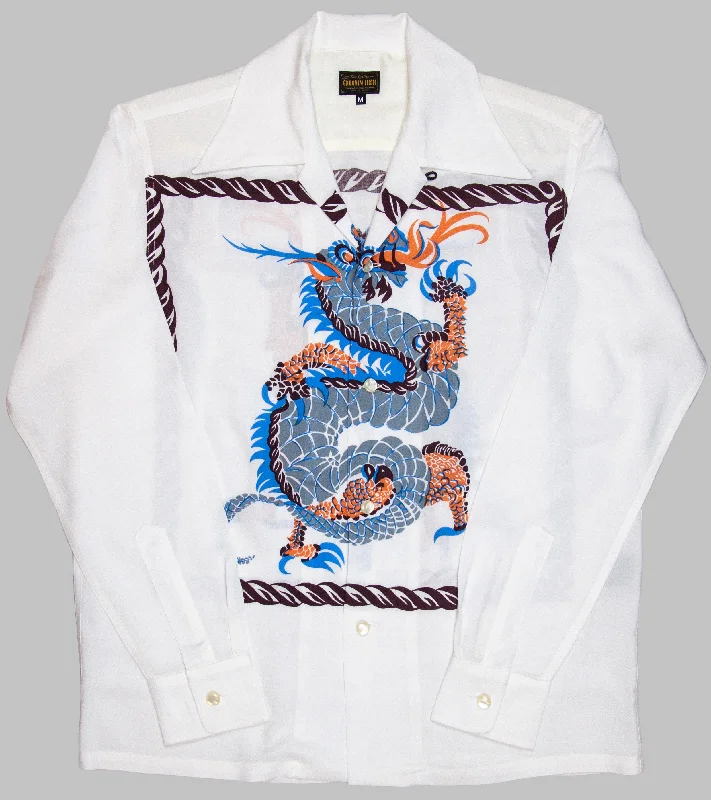 Groovin High Open Collar Shirt Dragon White