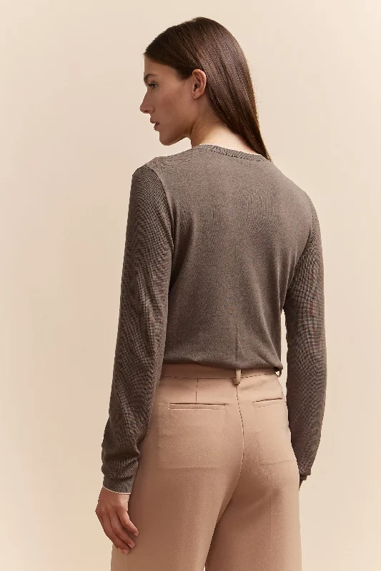 Henley collar sweater with lurex detail