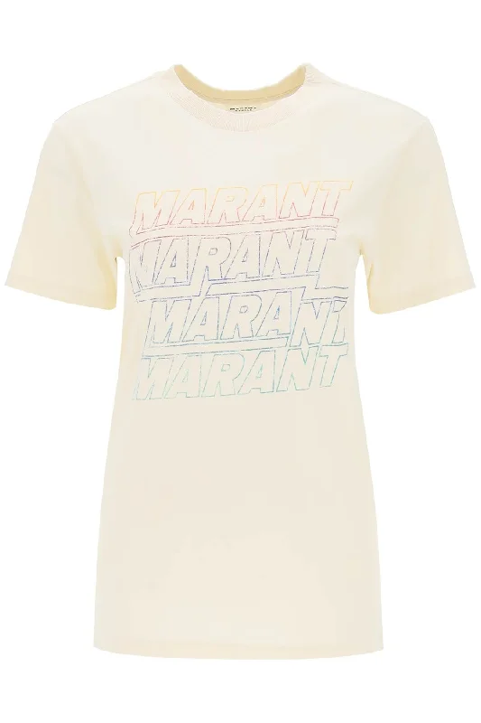 Isabel marant etoile zoeline t-shirt with logo print TS0147FA B1N09E ECRU