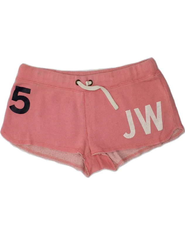 JACK WILLS Womens Graphic Sport Shorts UK 10 Small  Pink Cotton