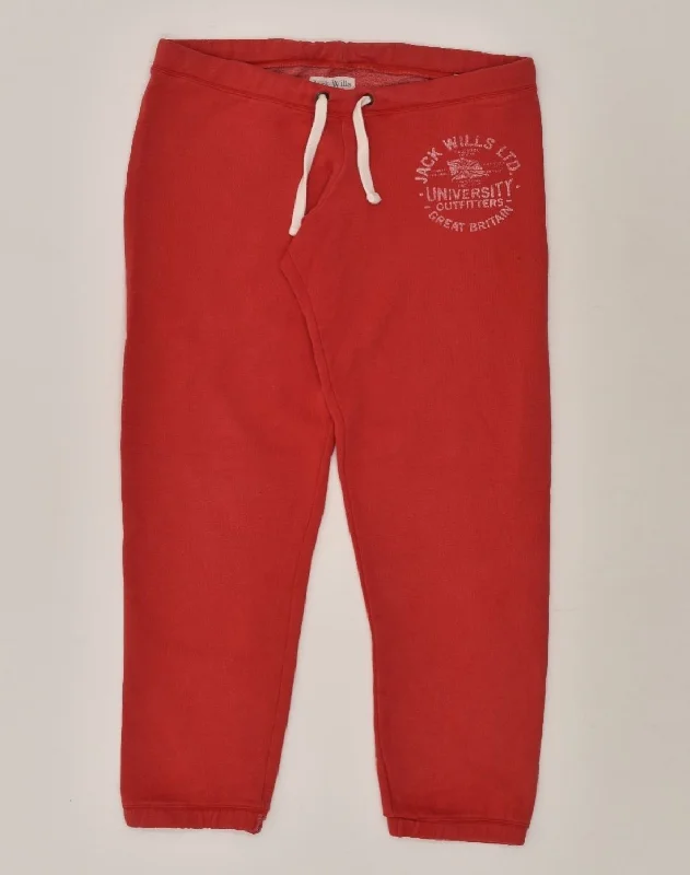 JACK WILLS Womens Tracksuit Trousers UK 10 Small Red Cotton