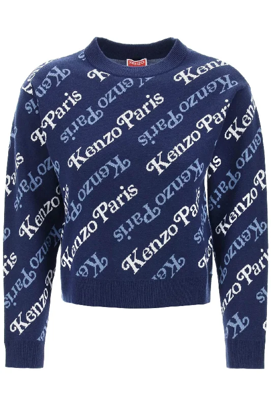 Kenzo sweater with logo pattern FE52PU4703CB BLEU NUIT