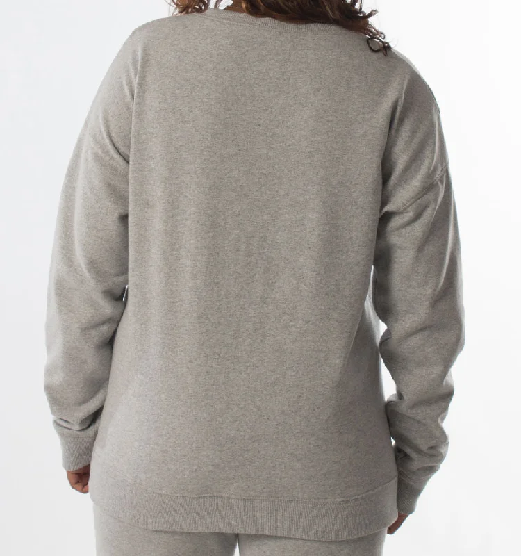 LADIES INSET SLEEVE SWEATSHIRT – GREY MELANGE