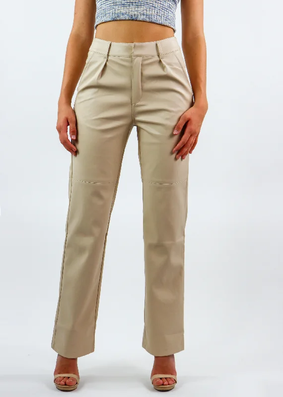 Safe Haven Leather Pants ★ Beige