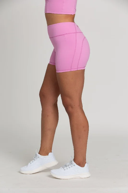 Light Magenta Zipper Spandex Shorts