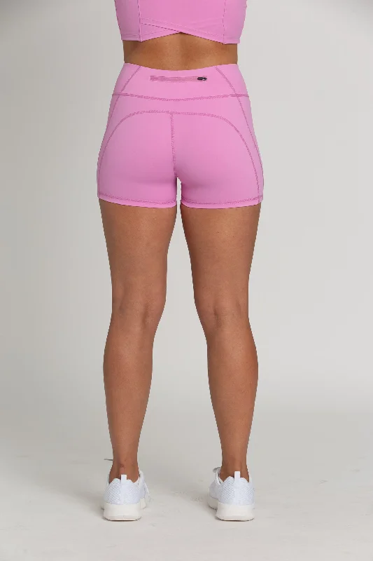 Light Magenta Zipper Spandex Shorts