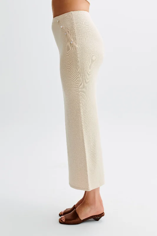 Maisie Buttoned Knit Maxi Skirt - Cream