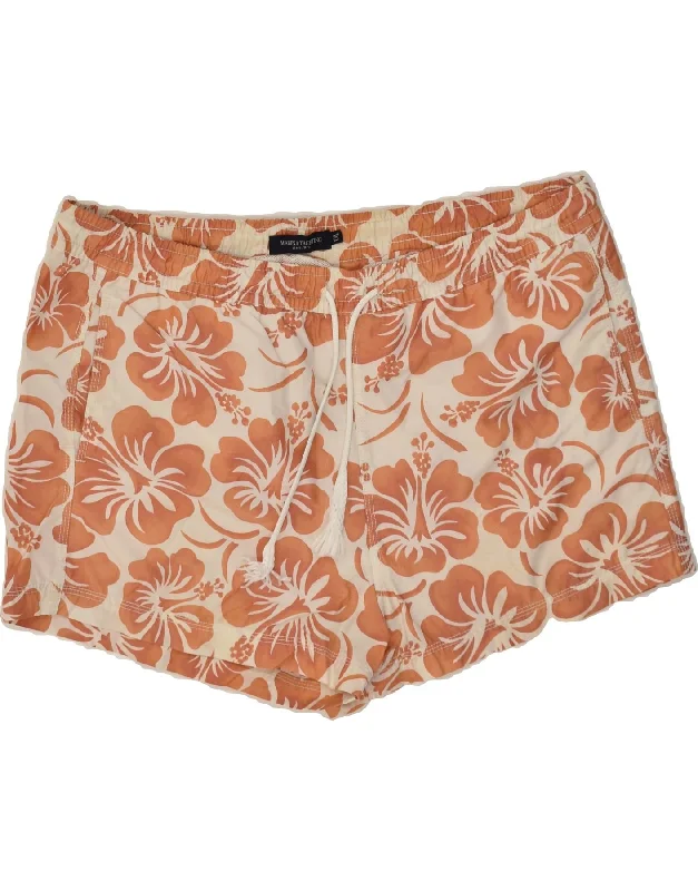 MARINA YACHTING Womens Sport Shorts UK 22 3XL Beige Floral Cotton