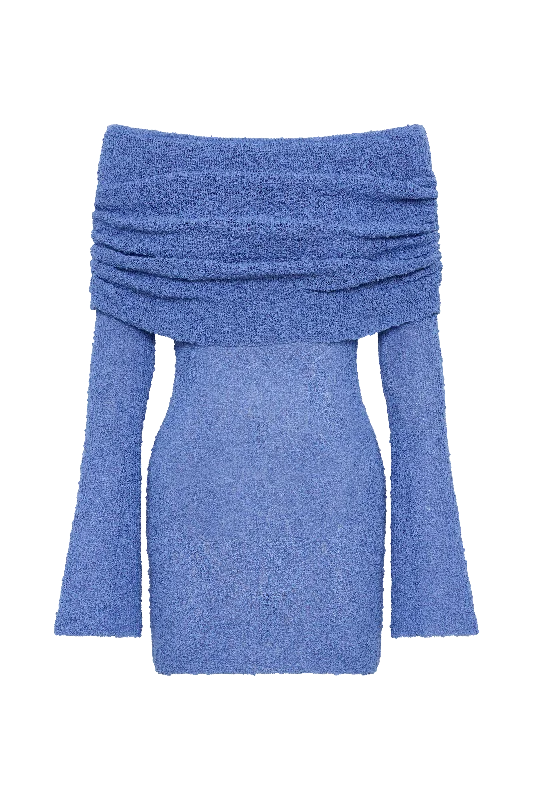 Marisol Off Shoulder Boucle Mini Dress - Periwinkle