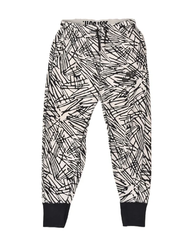 NIKE Womens Abstract Pattern Tracksuit Trousers Joggers UK 10 Small White